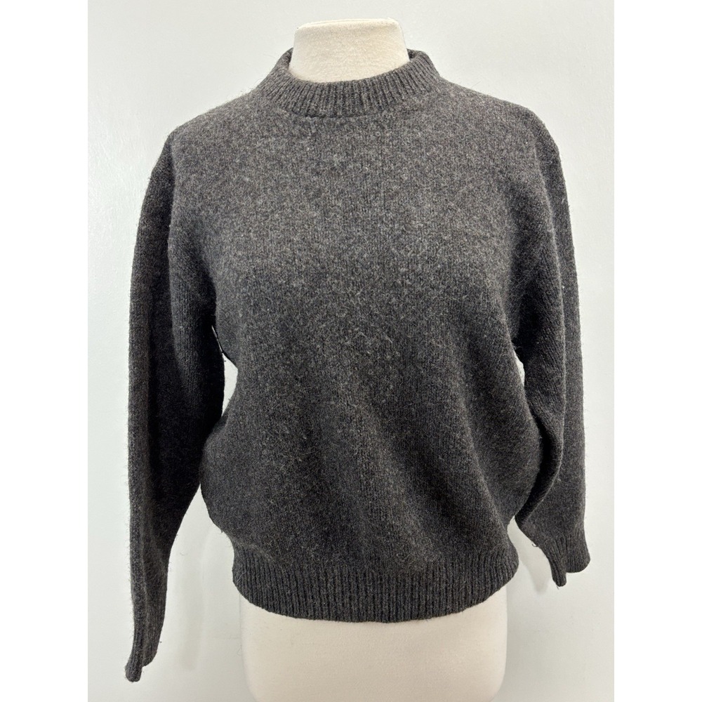 Vtg L.L. Bean Wool Blend Sweater Women's XL Grey Mock Neck Made In USA 80s